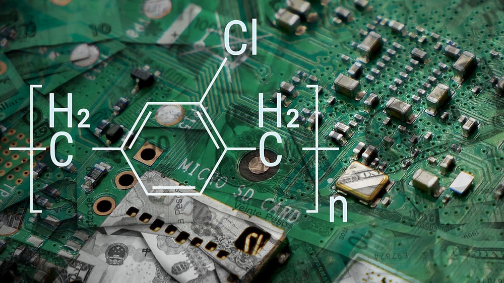 Parylene chemical formula on a dollar bill