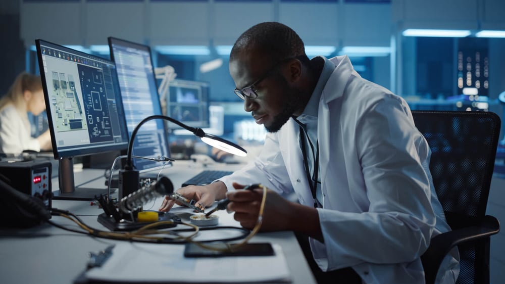 engineer testing a PCB for dielectric strength