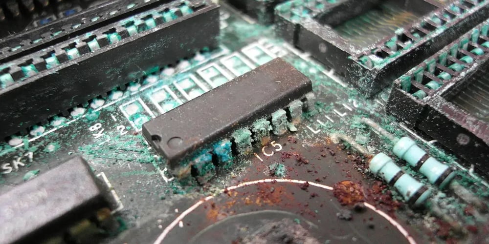 corrosion on a printed circuit board